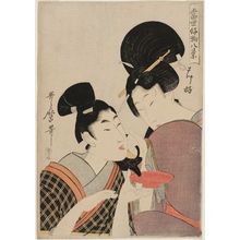 Kitagawa Utamaro: Fond of Sake (Sakezuki), from the series Eight Views of Favorite Things in the Modern World (Tôsei kôbutsu hakkei) - Museum of Fine Arts