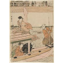 Kitagawa Utamaro: Fishing Boats with Nets under Ryôgoku Bridge - Museum of Fine Arts