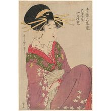 Kitagawa Utamaro: Hitomoto of the Daimonjiya, from the series Selections from Six Houses of the Yoshiwara (Seirô rokkasen) - Museum of Fine Arts