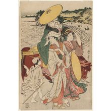 Kitagawa Utamaro: Travellers on the Beach at Enoshima - Museum of Fine Arts