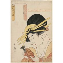 Kitagawa Utamaro: Courtesan with a Doll, from the series Twelve Physiognomies of Beautiful Women Representing Scenes of Famous Places (Meisho fûkei bijin jûnisô) - Museum of Fine Arts