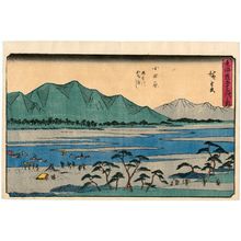 Utagawa Hiroshige: Odawara: Fording the Sakawa River (Odawara, Sakawagawa kachiwatashi), from the series The Fifty-three Stations of the Tôkaidô Road (Tôkaidô gojûsan tsugi no uchi), also known as the Gyôsho Tôkaidô - Museum of Fine Arts