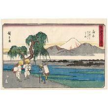 Utagawa Hiroshige: Kanbara: View of the Fuji River from Iwafuchi (Kanbara, Iwafuchi yori Fujikawa o miru zu), from the series The Fifty-three Stations of the Tôkaidô Road (Tôkaidô gojûsan tsugi no uchi), also known as the Gyôsho Tôkaidô - Museum of Fine Arts