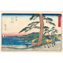 Utagawa Hiroshige: Okitsu: Tago Bay and Kiyomigaseki (Okitsu, Tago no ura, Kiyomigaseki), from the series The Fifty-three Stations of the Tôkaidô Road (Tôkaidô gojûsan tsugi no uchi), also known as the Gyôsho Tôkaidô - Museum of Fine Arts