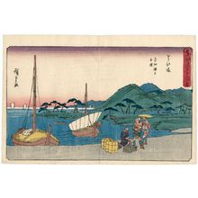 歌川広重: Maisaka: Sea Ferry at Imagiri (Maisaka, Imagiri kaijô funawatashi), from the series The Fifty-three Stations of the Tôkaidô Road (Tôkaidô gojûsan tsugi no uchi), also known as the Gyôsho Tôkaidô - ボストン美術館