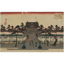 歌川広重: Wisteria at Kameido Tenjin Shrine (Kameido Tenjin fuji), from the series Famous Places in Edo (Edo meisho) - ボストン美術館