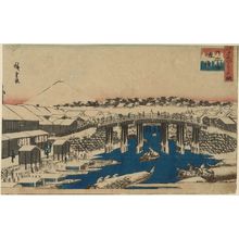 Utagawa Hiroshige: Clear Weather after Snow at Nihonbashi Bridge (Nihonbashi yukibare), from the series Three Views of Famous Places in Edo (Edo meisho mittsu no nagame) - Museum of Fine Arts