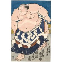 歌川国貞: Yokozuna Grand Champion Sumô Wrestler Hidenoyama Raigorô Entering the Ring(Hidenoyama Raigorô Yokozuna dohyôiri no zu) - ボストン美術館