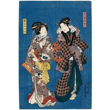 Utagawa Kunisada: Actor Iwai Kumesaburô III as both Dote no Oroku and Okujochû Takekawa - Museum of Fine Arts