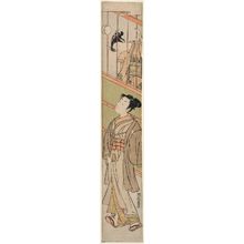 Isoda Koryusai: Young Woman Watching a Young Man Play Kickball (Kemari) - Museum of Fine Arts