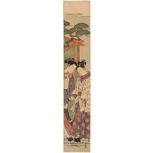 Isoda Koryusai: A Modern Version of the Maid Reizei Leading Ushiwakamaru (Yoshitsune) to Her Mistress Jôruri-hime - Museum of Fine Arts
