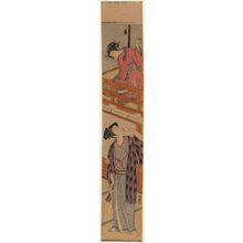 Isoda Koryusai: Girl Attracting Young Man's Attention by Throwing a Ball at Him - Museum of Fine Arts