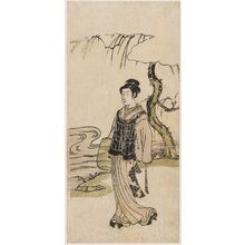 Unknown, 無款 (Artist Unknown, Japanese)による浮世絵「Young Man Dressed as Komusô Walking beside a Stream」