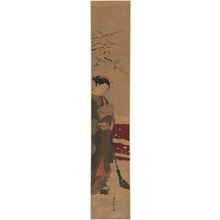Suzuki Harunobu: Young Woman Sweeping Snow - Museum of Fine Arts