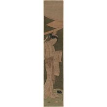 Suzuki Harunobu: Woman Standing beside a Mosquito Net Reading a Letter - Museum of Fine Arts