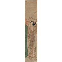 Suzuki Harunobu: Young Woman Hanging a Mosquito Net - Museum of Fine Arts