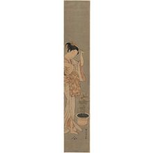 Suzuki Harunobu: Woman in Summer Clothing with Potted Pinks - Museum of Fine Arts