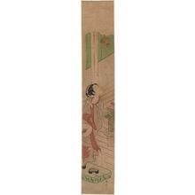 鈴木春信: Woman with Fan Seated on a Veranda - ボストン美術館