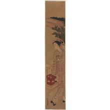 鈴木春信: Osen of the Kagiya Teahouse, Holding a Fan and Adjusting a Haripin - ボストン美術館