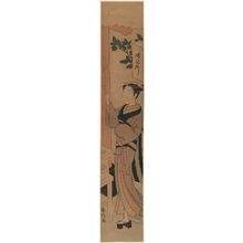 鈴木春信: Osen Writing a Poem on the Torii of the Kasamori Shrine - ボストン美術館