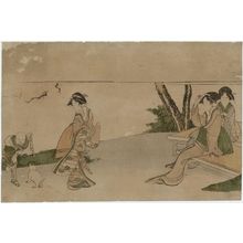 Katsushika Hokusai: Women and Child with Puppy - Museum of Fine Arts