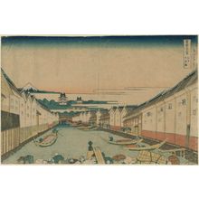 Katsushika Hokusai: Nihonbashi Bridge in Edo (Edo Nihon-bashi), from the series Thirty-six Views of Mount Fuji (Fugaku sanjûrokkei) - Museum of Fine Arts