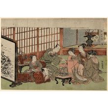 磯田湖龍齋: A Party in the Yoshiwara, Sheet 1 of the series Twelve Bouts of Lovemaking (Shikidô tokkumi jûni-tsugai) - ボストン美術館