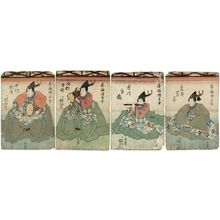 Utagawa Kuniyoshi: Actors from right, Iwai Shijaku, Ichikawa Hakuen, Ichimura Kakitsu, Nakamura Kanjaku - Museum of Fine Arts
