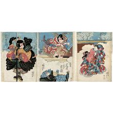 Utagawa Kuniyoshi: Actors Onoe Eizaburô (R), Onoe Tamizô (C), Arashi Kichisaburô (L) - Museum of Fine Arts