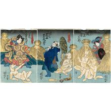 Utagawa Kuniyoshi, 歌川国芳 (Utagawa Kuniyoshi)による浮世絵「Actors Onoe Eizaburô (R), Onoe Tamizô (C), Onoe Tamizô (C)」