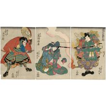 Utagawa Kuniyoshi: Actors Onoe Kikugorô (R), Iwai Tojaku (C), Ichikawa Ebizô (L) - Museum of Fine Arts