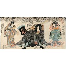 Utagawa Kuniyoshi: Actors Sawamura Tosshô (R), Bandô Mitsugorô (C), Bandô Tamasaburô (L) - Museum of Fine Arts