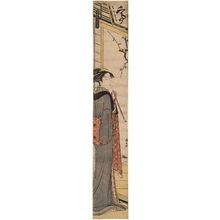 Japanese Print "Woman with a Pipe Looking Out at the Garden, from the series Twelve Scenes of Popular Customs (Fûzoku jûni tsui)" by Torii Kiyonaga, 鳥居清長 (Torii Kiyonaga)