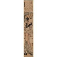 Torii Kiyonaga: Woman Returning from the Bath in Rain, from the series Twelve Scenes of Popular Customs (Fûzoku jûni tsui) - Museum of Fine Arts
