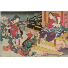 Utagawa Hirosada, 歌川広貞 (Gosôtei Hirosada)による浮世絵「Actors Mimasu Daigorô IV as Sakata Kurando (R) and Nakamura Utaemon IV as Yaegiri (L), in the play Komachi Yamanba」