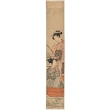 Japanese Print "Young Couple in a Boat under a Crescent Moon" by Uchimasa