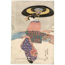 Utagawa Kunisada: Woman with Umbrella in Snow - Museum of Fine Arts