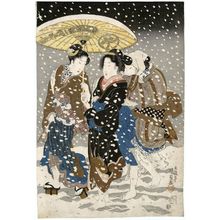 Estampe japonaise "Women Walking in Snow" par Utagawa Kunisada, 歌川国貞 (Utagawa Kunisada I (Toyokuni III))