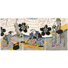 Utagawa Kunisada: Young Girls Enjoying the Cherry Blossoms (Yôjo hana asobi) - Museum of Fine Arts