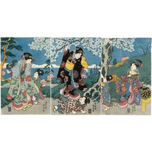 Utagawa Kunisada: Women Viewing Cherry Blossoms - Museum of Fine Arts