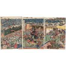 Japanese Print "In the Downhill Attack at Hiyodorigoe ... (Hiyodorigoe sakaotoshi Heike rakujô Kajiwara ...)" by Utagawa Kunisada, 歌川国貞 (Utagawa Kunisada I (Toyokuni III))