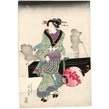 Japanese Print "Street Scene at Night" by Utagawa Kunisada, 歌川国貞 (Utagawa Kunisada I (Toyokuni III))