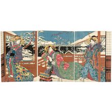 Japanischer Druck "Courtesans in Winter" von Utagawa Kunisada, 歌川国貞 (Utagawa Kunisada I (Toyokuni III))