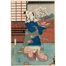 歌川国貞: Woman dancing beside a candle - ボストン美術館