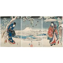 歌川広重: Snow View (Yuki no nagame), from the series Fashionable Genji (Fûryû Genji) - ボストン美術館