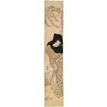 Torii Kiyonaga: Woman in Black Hood under Windblown Wisteria - Museum of Fine Arts