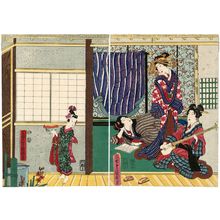 Utagawa Kunisada, 歌川国貞 (Utagawa Kunisada I (Toyokuni III))创作的日本版画《Display of Lifesized Dolls (Iki-ningyô)》