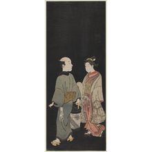 Suzuki Harunobu: Actor Yoshizawa Sakinosuke III and a Servant with a Lantern - Museum of Fine Arts