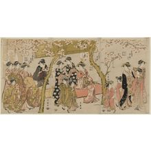 Kitagawa Utamaro: Courtesans under Cherry Trees in Front of the Daikokuya - Museum of Fine Arts