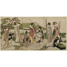 Kitagawa Utamaro: Hawking Party in Front of Mount Fuji - Museum of Fine Arts